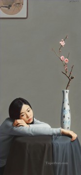 中国の女の子 Painting - 私室レピニングス桃が再び咲く中国人の女の子